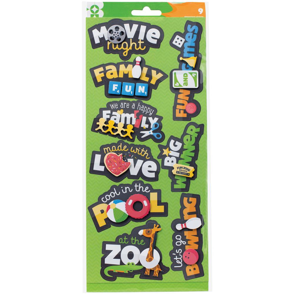 Imaginisce FAMILY FUN 3D Sticker 9pc 400655 - Scrapbook Kyandyland