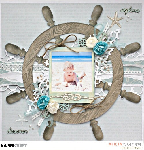 Kaisercraft High Tide SHIPS WHEEL Die-Cut Cardstock 12"X12" Scrapbooksrus