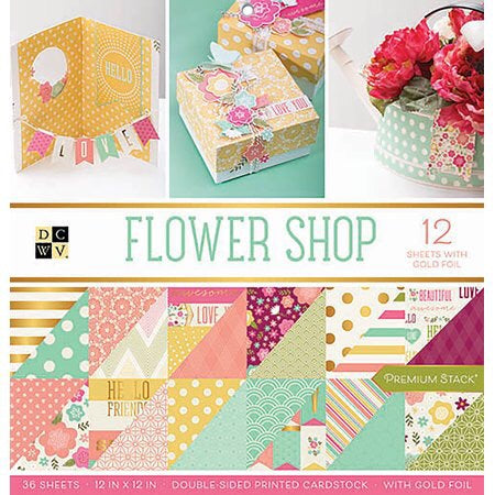 DCWV FLOWER SHOP Paper Pad 12"x12" Scrapbook 36 Sheets Scrapbooksrus