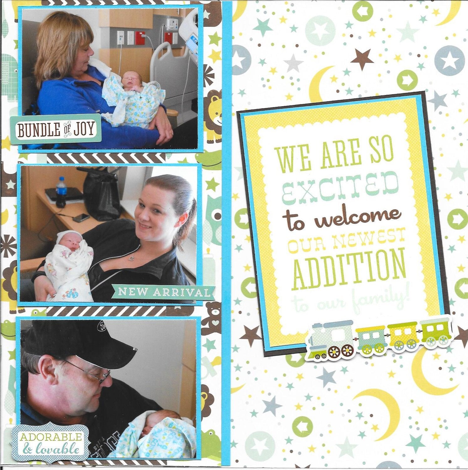 Echo Park Bundle of Joy OVER THE MOON 12"X12" Scrapbook Paper Scrapbooksrus layout