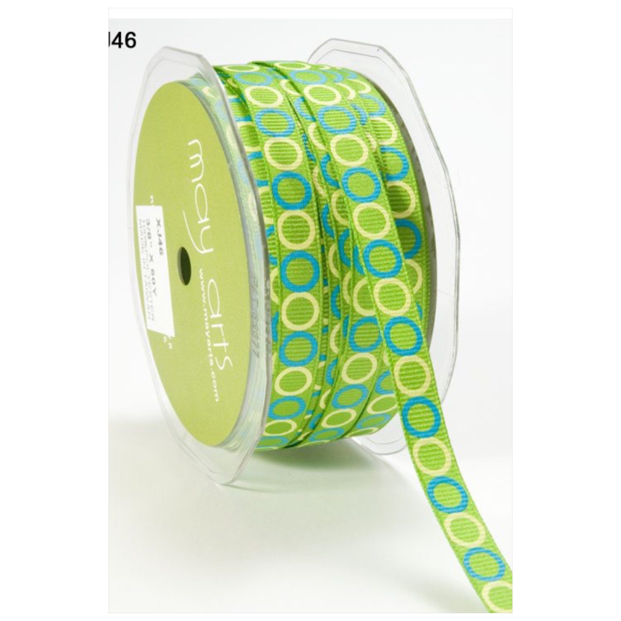 May Arts 3/8" Grosgrain Circle Ribbon 1 yard