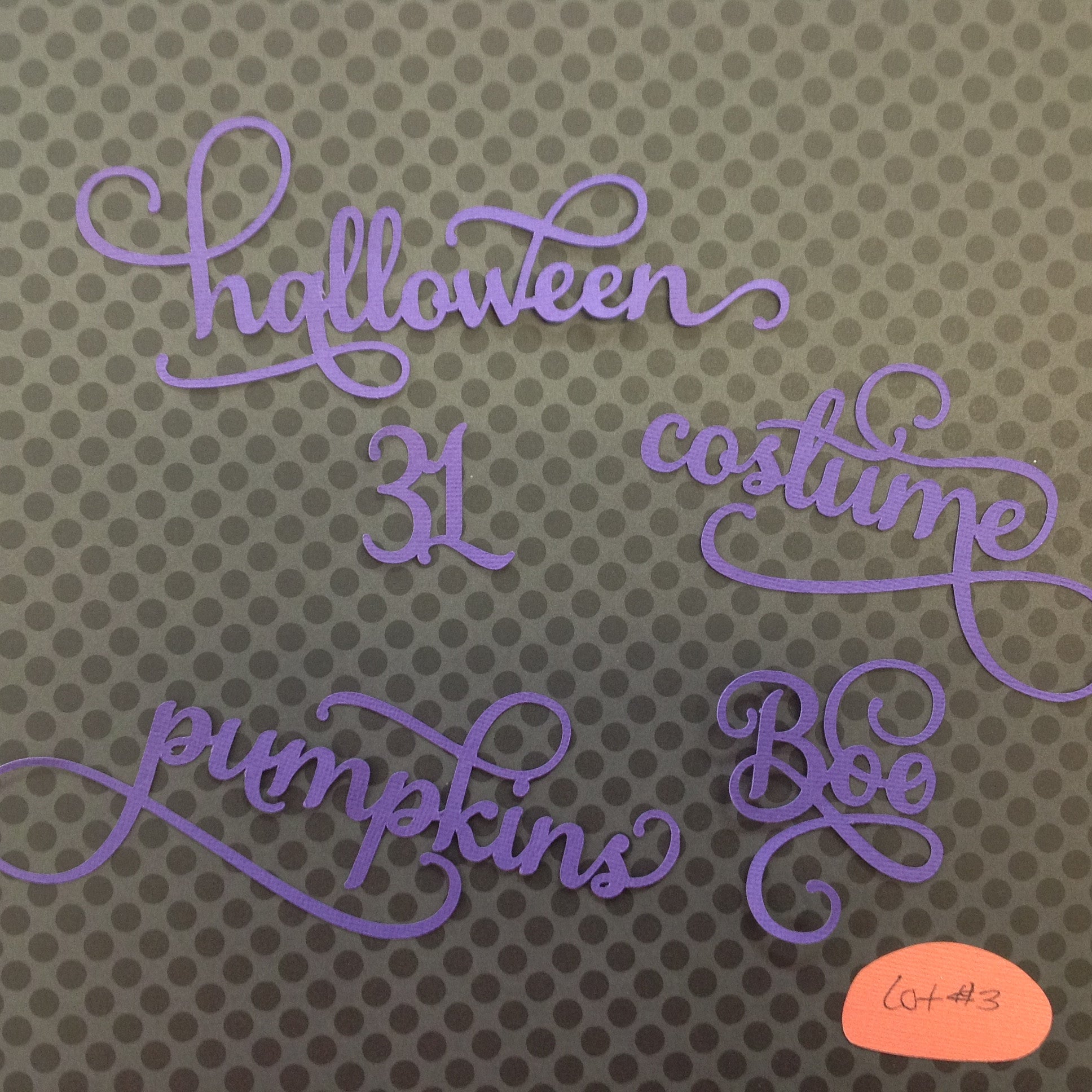Scrapbooksrus HALLOWEEN Word Phrases Diecuts Purple 5pc