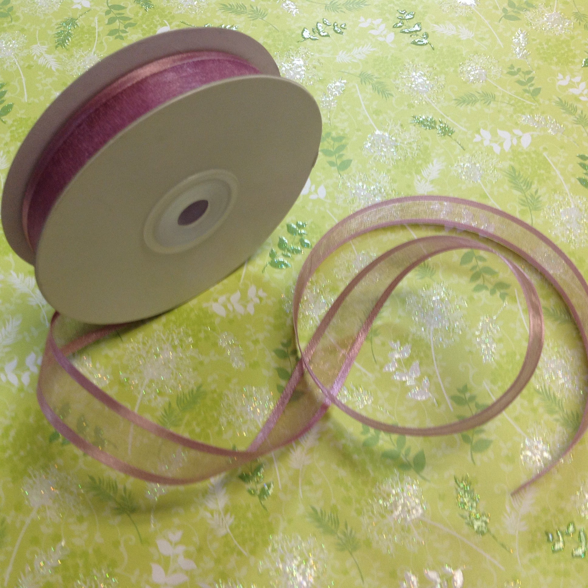 May Arts 5/8" Sheer Organza Satin Edge Ribbon 1yrds - Scrapbook Kyandyland