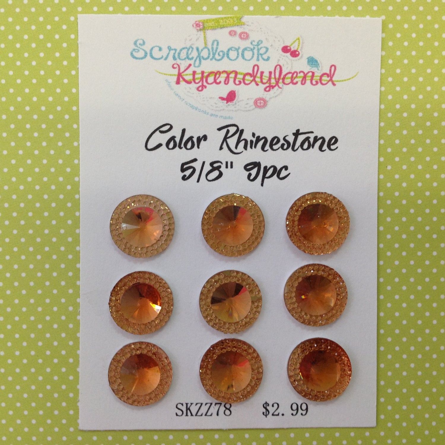 COLOR RHINESTONE Mixed Gems 9pc 5/8"