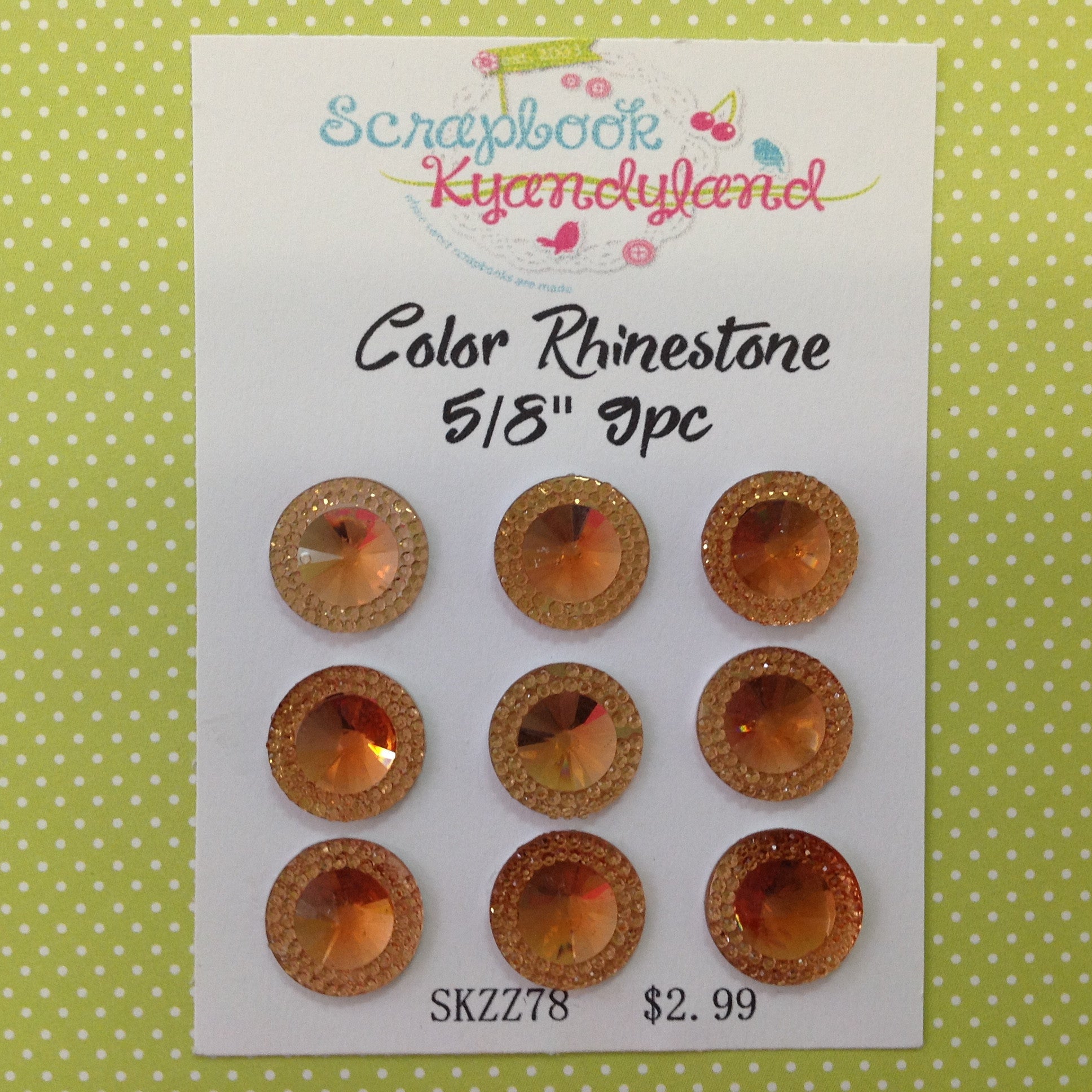 COLOR RHINESTONE Mixed Gems 9pc 5/8"