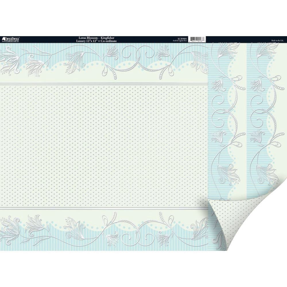 Kanban Free As A Bird FLORAL FRAME BLUE Cardstock 12"X12" - Scrapbook Kyandyland