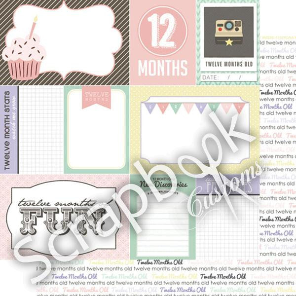 BABY GIRL MONTHS 12"X12" Scrapbook Customs Paper