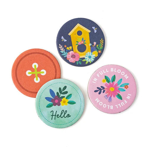 Paige Evans Blooming Wild MILK CAPS Chipboard Embellishment 30pc Scrapbooksrus