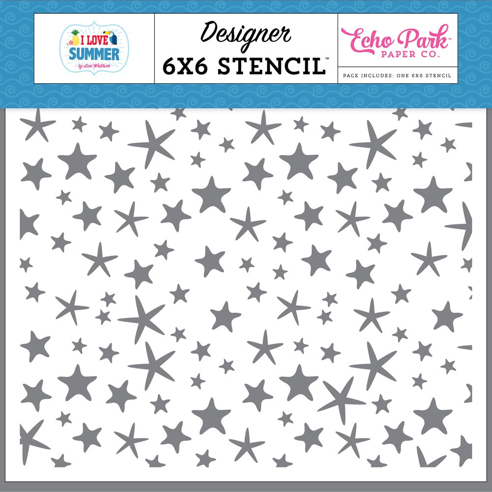 Echo Park I LOVE SUMMER Stencil 6"X6" Scrapbooksrus