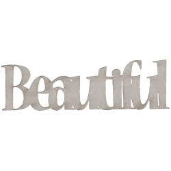 Fabscraps BEAUTIFUL Die-Cut Grey Chipboard Word - Scrapbook Kyandyland