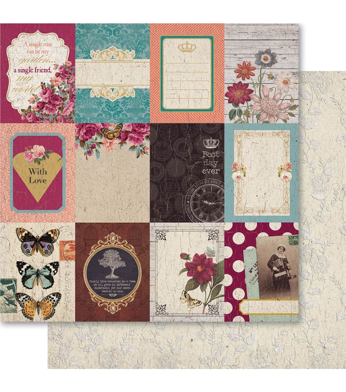 Ruby Rock It HERITAGE CUT-UPS 12x12 Scrapbook Paper
