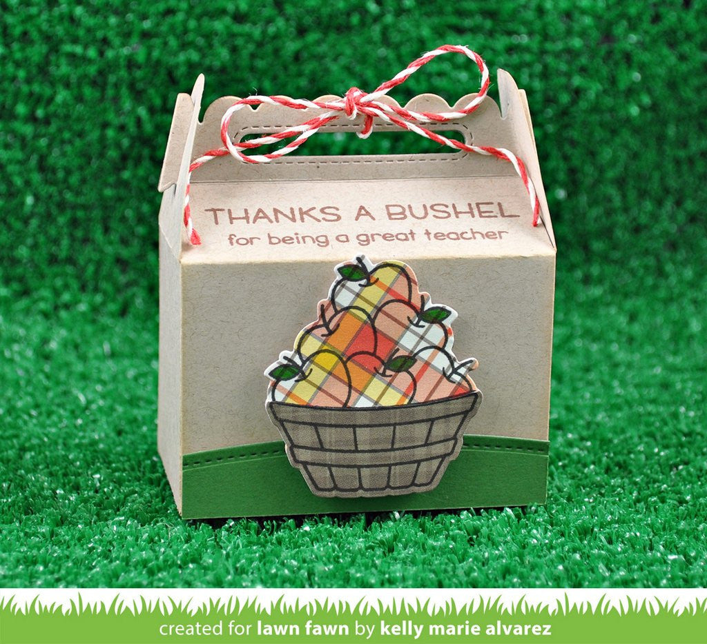 Lawn Fawn THANKS A BUSHEL Teacher Apple Clear Stamps 4"X3"