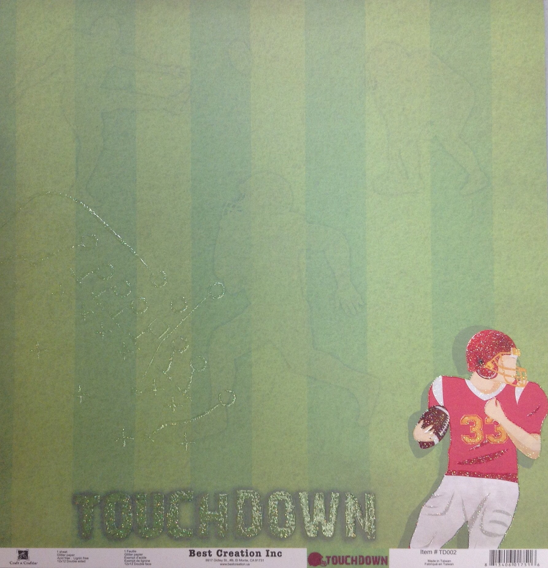 Best Creation TOUCHDOWN 12x12 Sports Paper Pack Scrapbooksrus