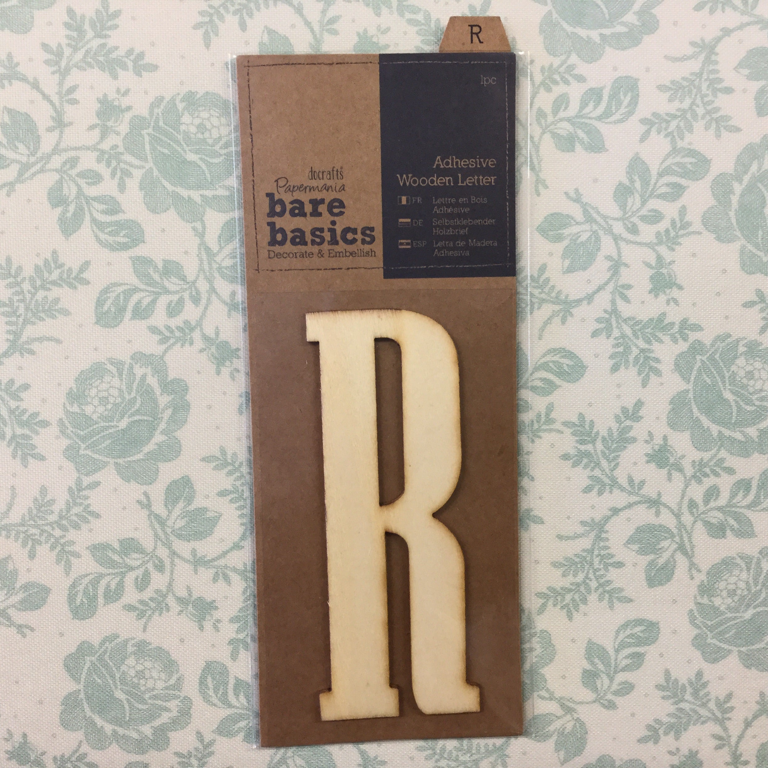 Scrapbooksrus Papermania Bare Basics Wooden Adhesive LETTER R Wood Scrapbooksrus