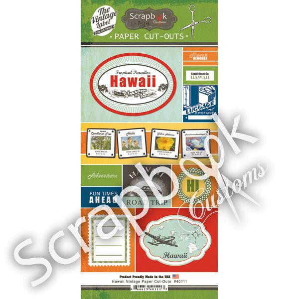 Hawaii VINTAGE 6"X12" Scrapbook Customs Paper Cut Outs