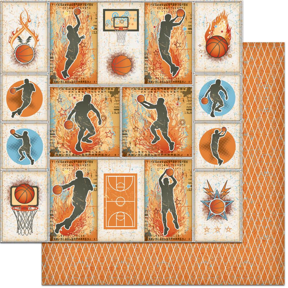 Feature Art Teenagers BASKETBALL 2 12"X12" Scrapbook Paper