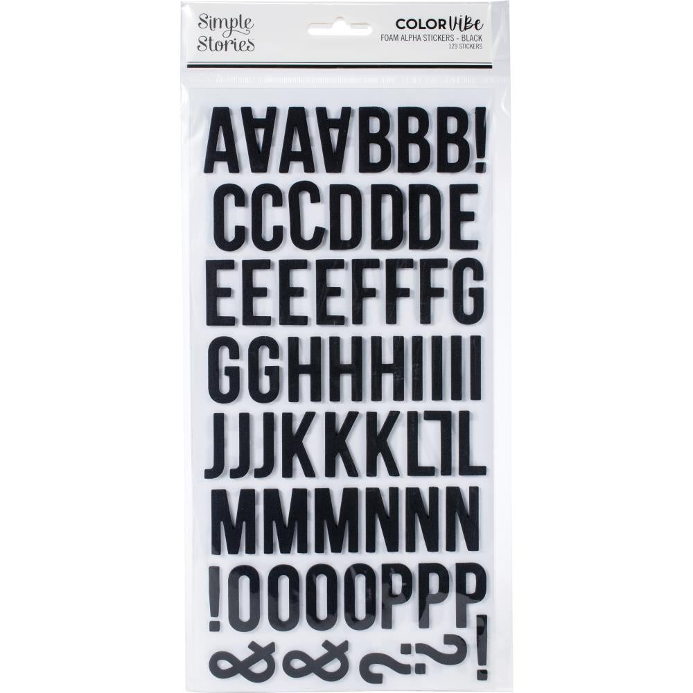 Simple Stories COLORVIBE BLACK Foam Alpha Letter Stickers Scrapbooksrus