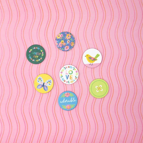 Paige Evans Blooming Wild MILK CAPS Chipboard Embellishment 30pc Scrapbooksrus