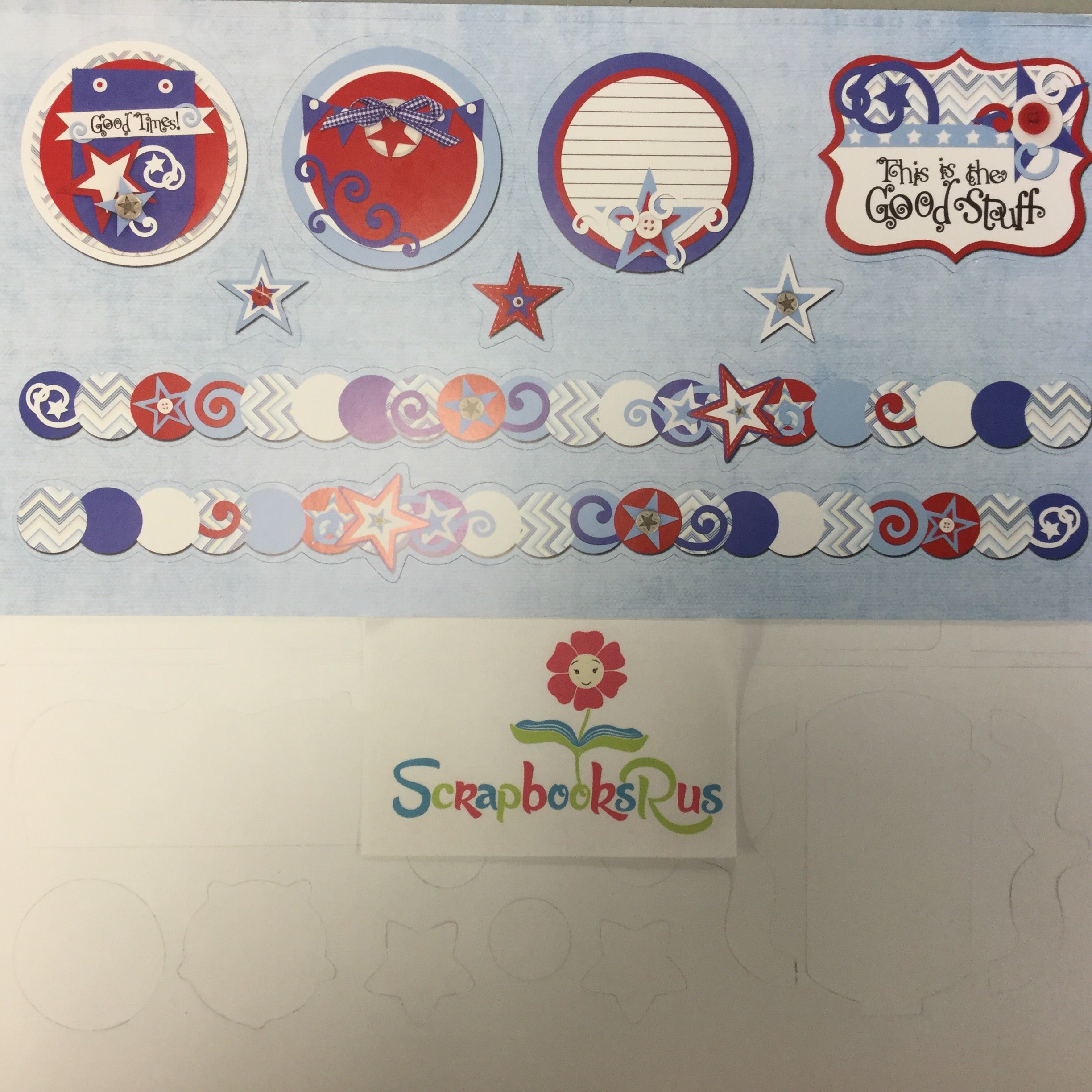 Storytellers Stars & Swirls 4th July Diecut Sheet @scrapbooksrus