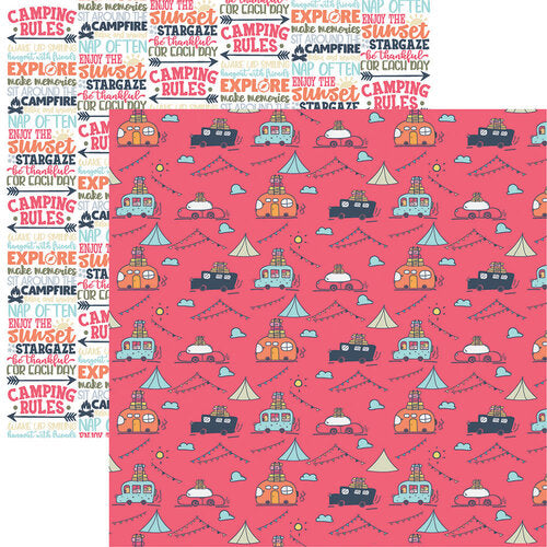 Reminisce Camping Life HAPPY CAMPER 12"X12" Scrapbook Paper