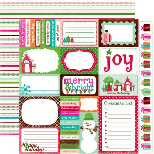 Echo Park HOLLY JOLLY CHRISTMAS 12"X12" Cardstock Paper - Scrapbook Kyandyland