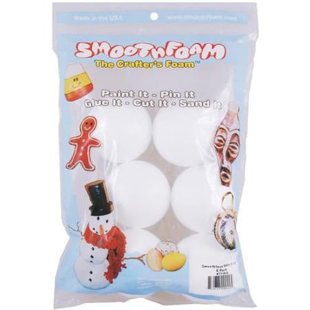 Plasteel Corp BALLS Smooth Foam White 6pc 2 1/2"