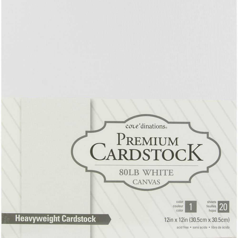 Core’dinations PREMIUM CARDSTOCK 80LB White Canvas 12x12 Paper Pack