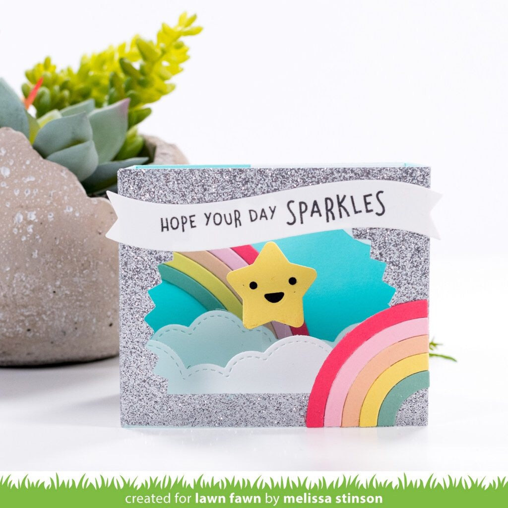 Lawn Fawn Cuts Shadow Box Card RAINBOW ADD-ON Sample Scrapbooksrus