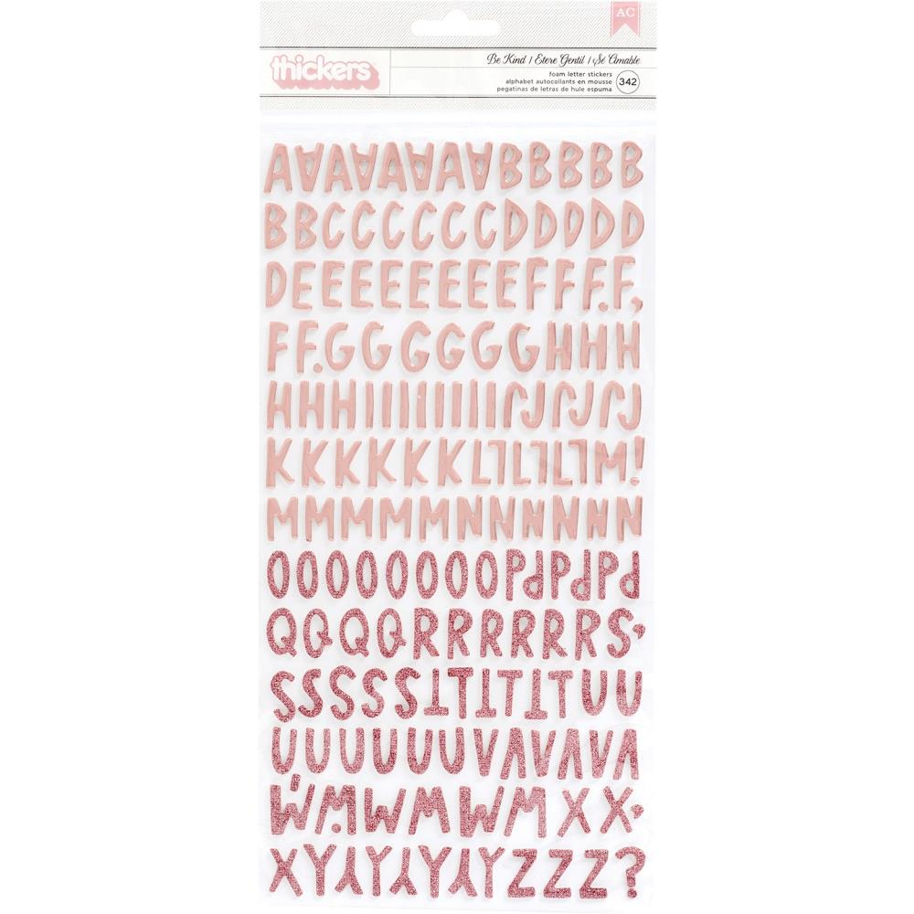 Thickers Amy Tangerine BE KIND Rose Gold Foam Letter Stickers Scrapbookrus