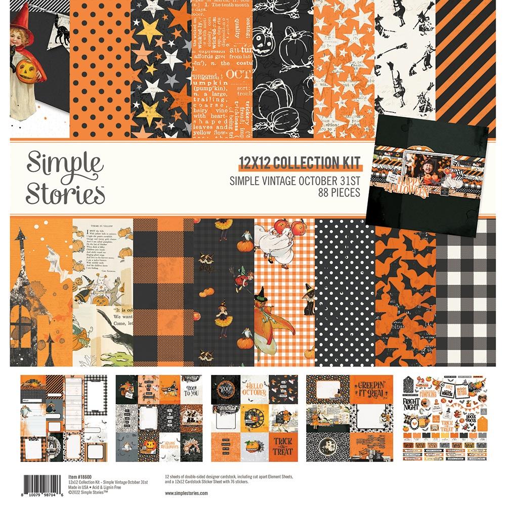 Simple Stories VINTAGE OCTOBER 31ST 88pc Collection Kit 12&quot;X12&quot;