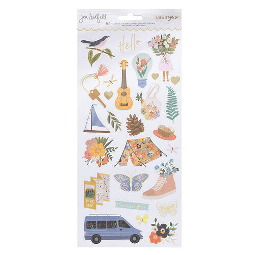 Jen Hadfield Live & Let Grow FOIL CARDSTOCK STICKERS Scrapbooksrus