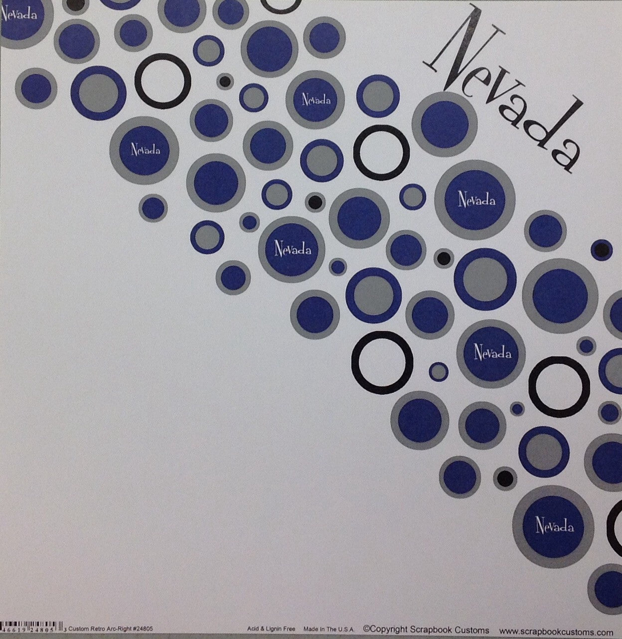 NEVADA Las Vegas Retro Right Blue 12"X12" Custom Travel Paper Sheet LV - Scrapbook Kyandyland