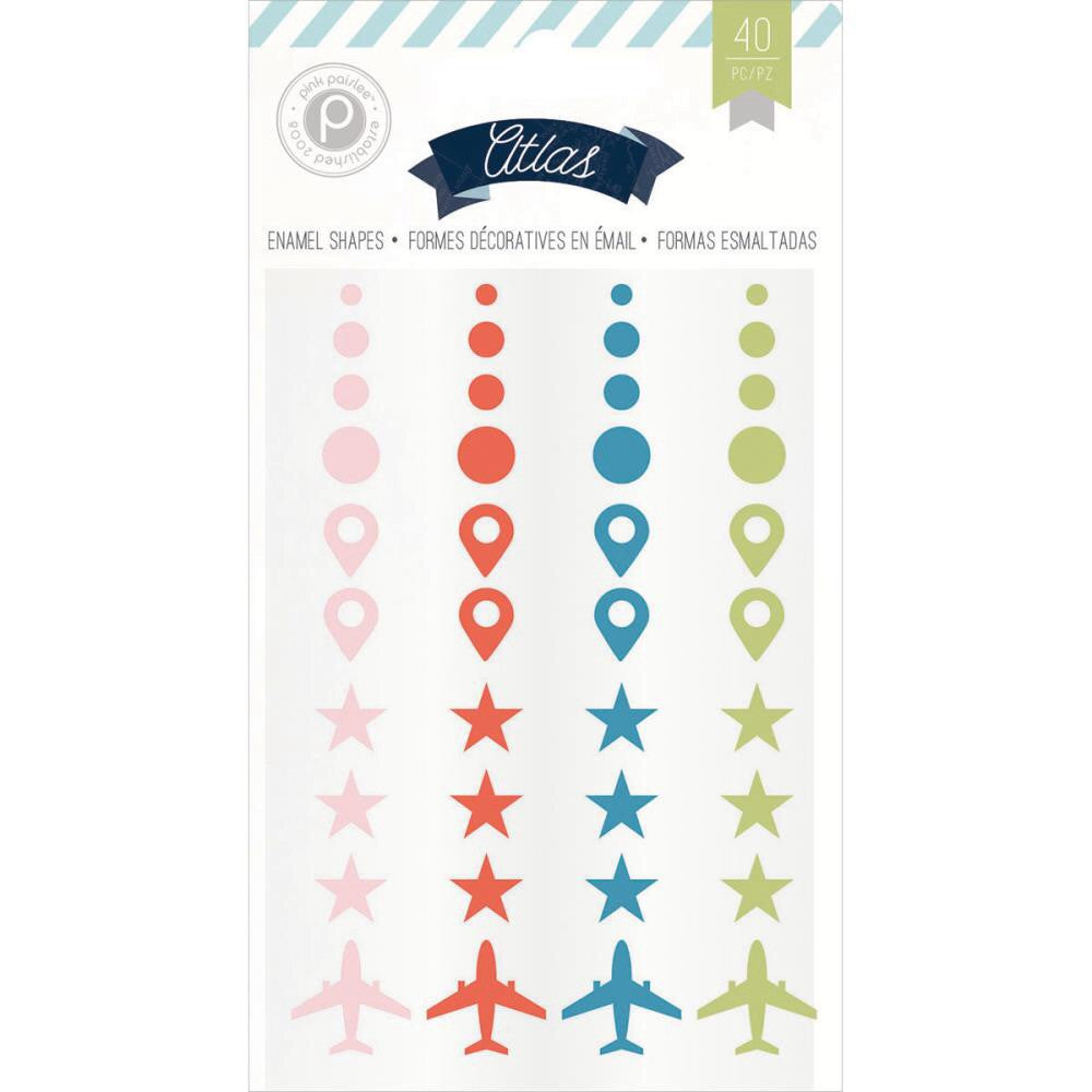 Pink Paislee ATLAS Enamel Shapes 40pc - Scrapbook Kyandyland