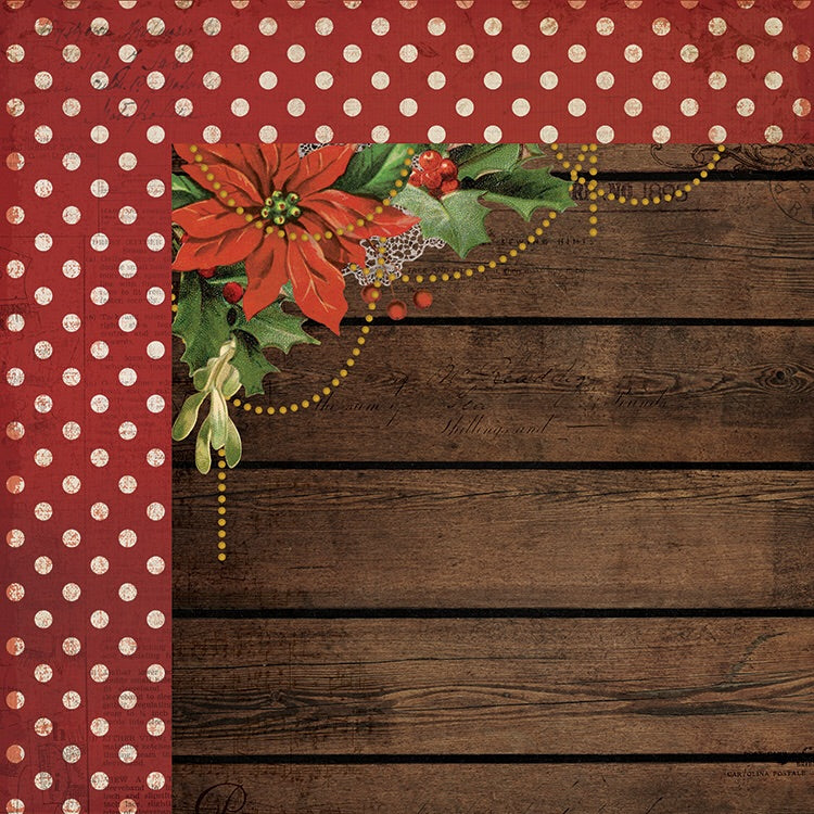 Kaisercraft Letters To Santa POINSETTIA GARLAND 12"X12" Scrapbook Sheet