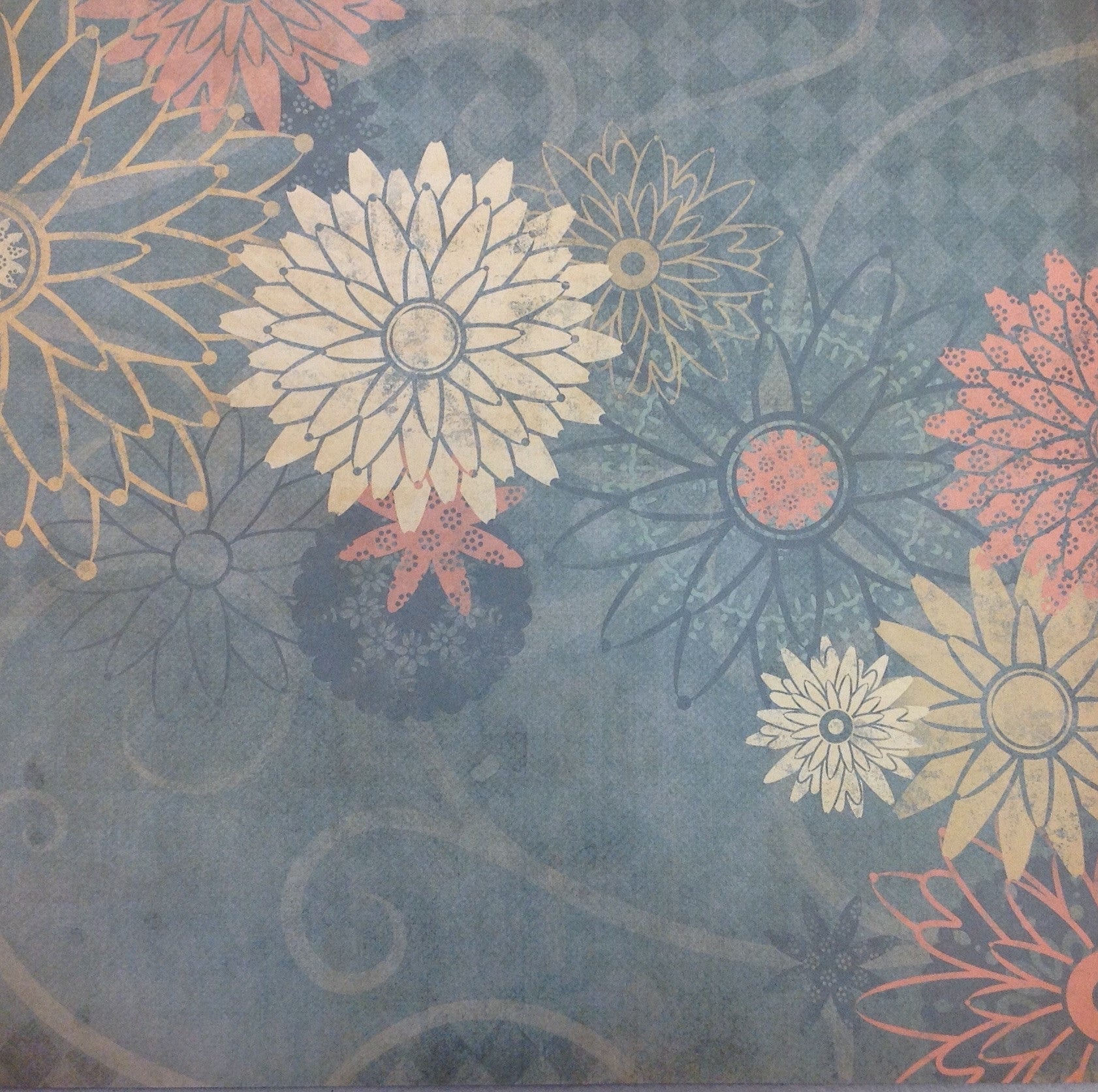 Kyandyland MISTY GREEN FLORALS 12x12 Scrapbook Papers 2pc - Scrapbook Kyandyland