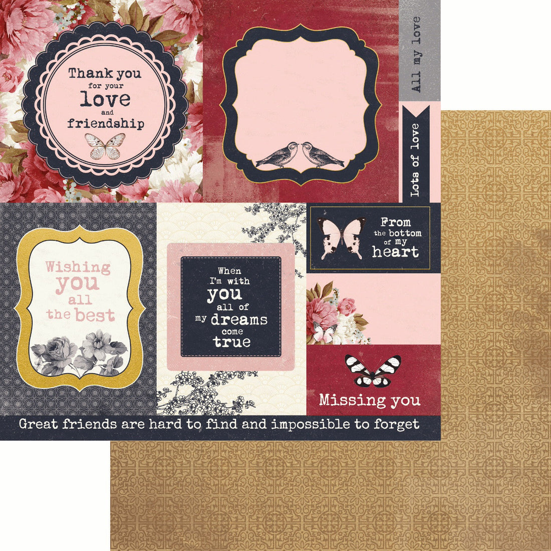 Kaisercraft MA CHERIE Collection 12"X12" Scrapbook Paper 1 Sheet - Scrapbook Kyandyland