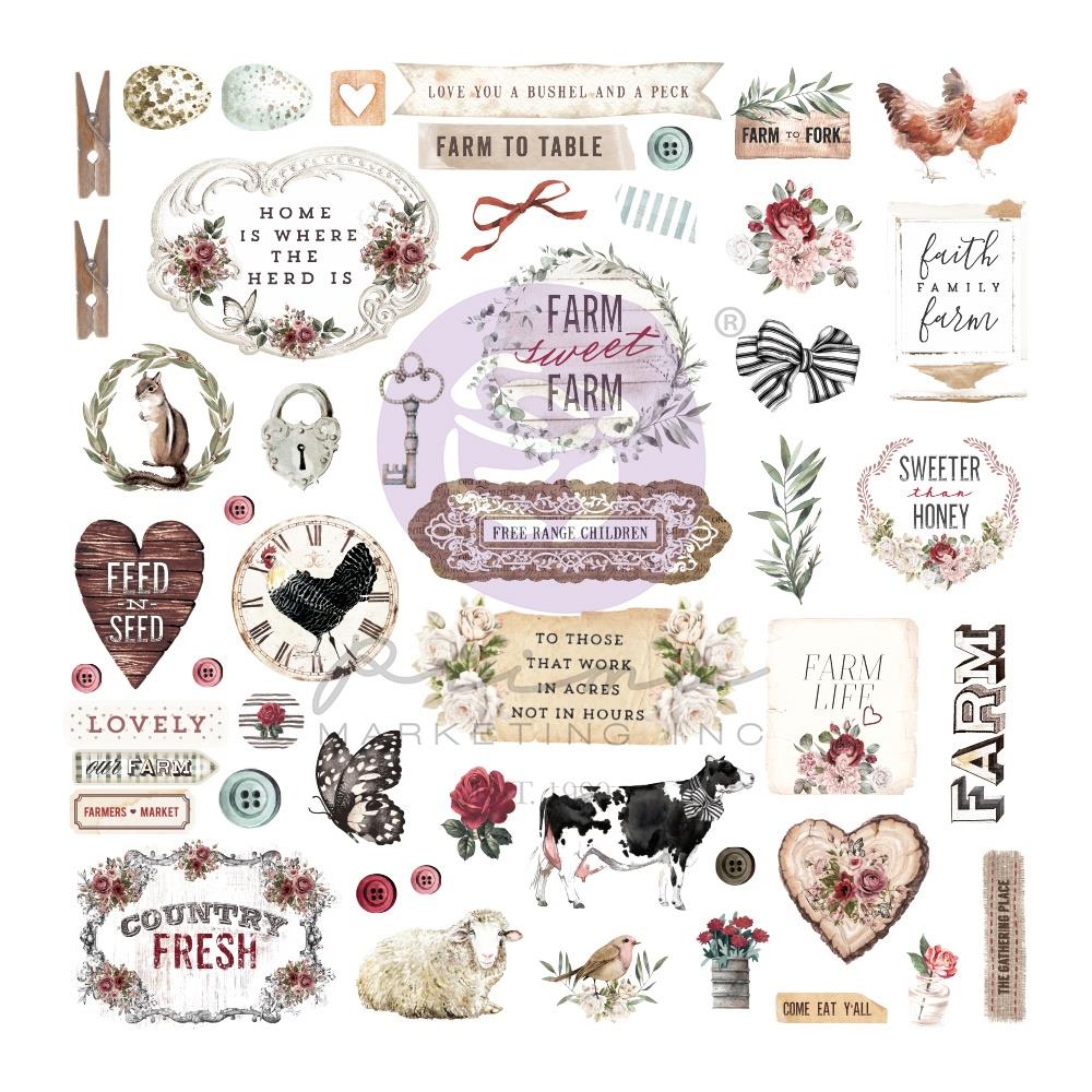 Prima Farm Sweet Farm EPHEMERA & STICKERS 72pc