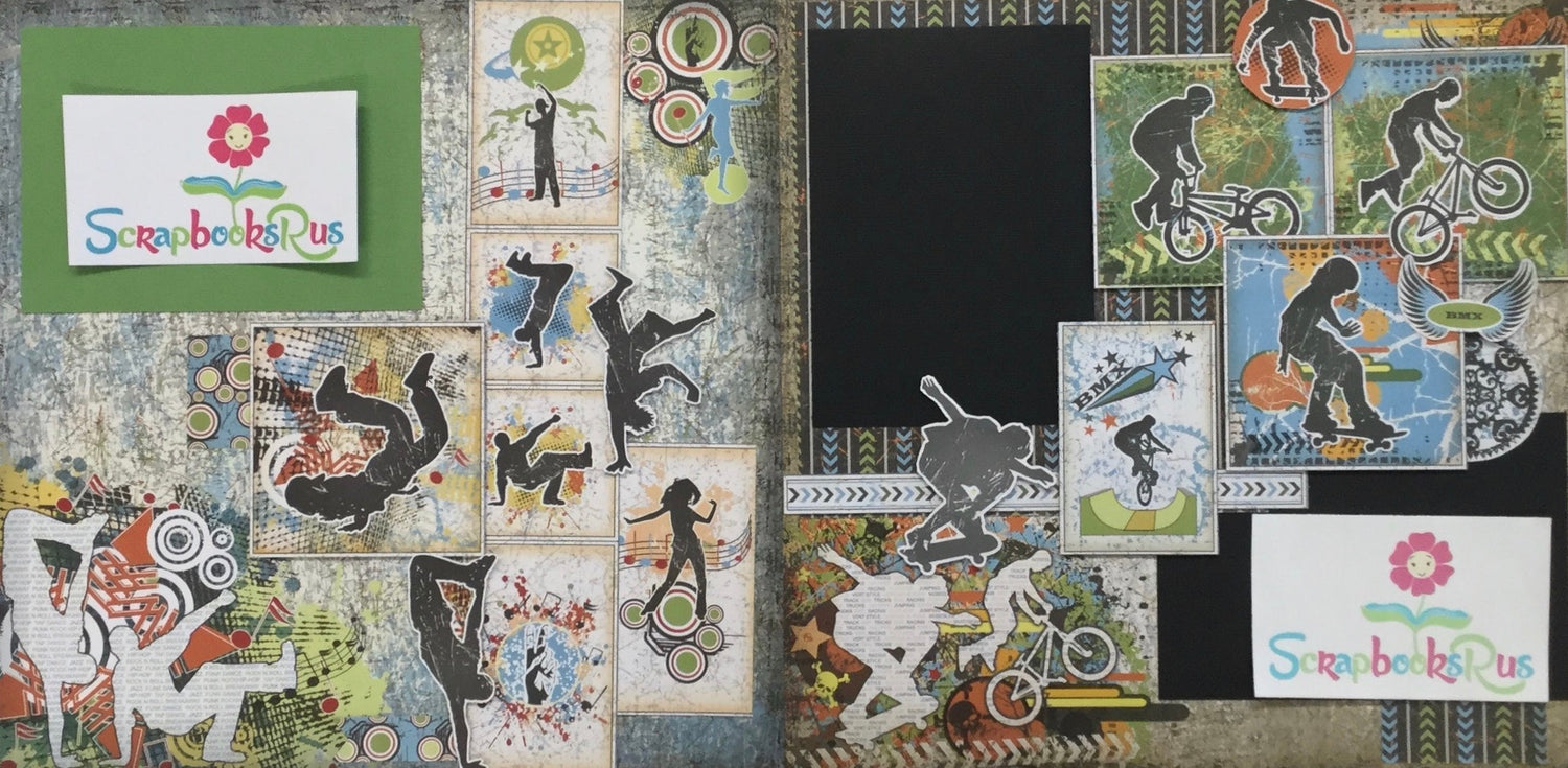 Feature Art TEENAGERS Skateboarding & BMX Bikes Kit Scrapbook Page Idea Scrapbooksrus