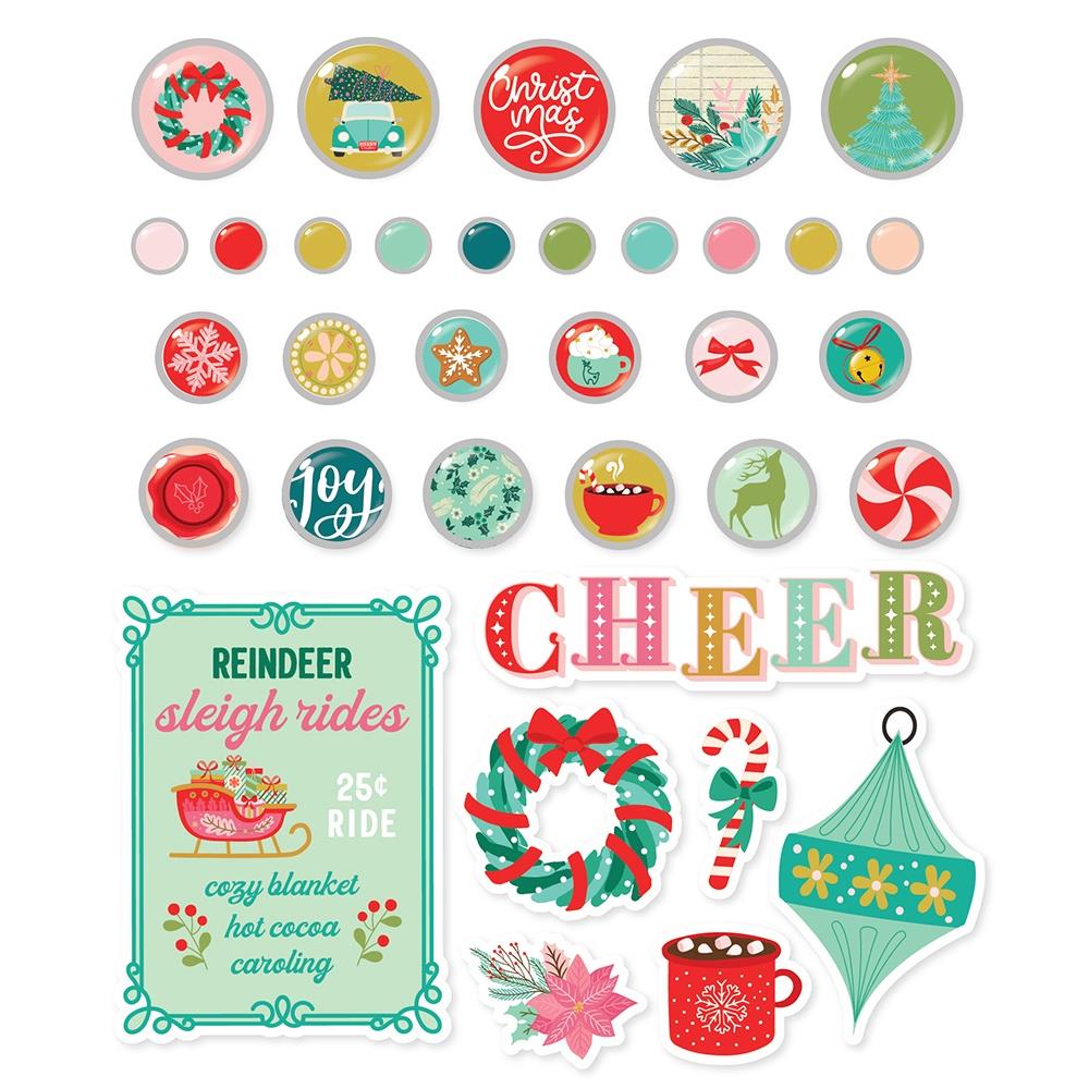 Simple Stories MIX & A-MINGLE Decorative Brads & Chipboard Pieces 34pc