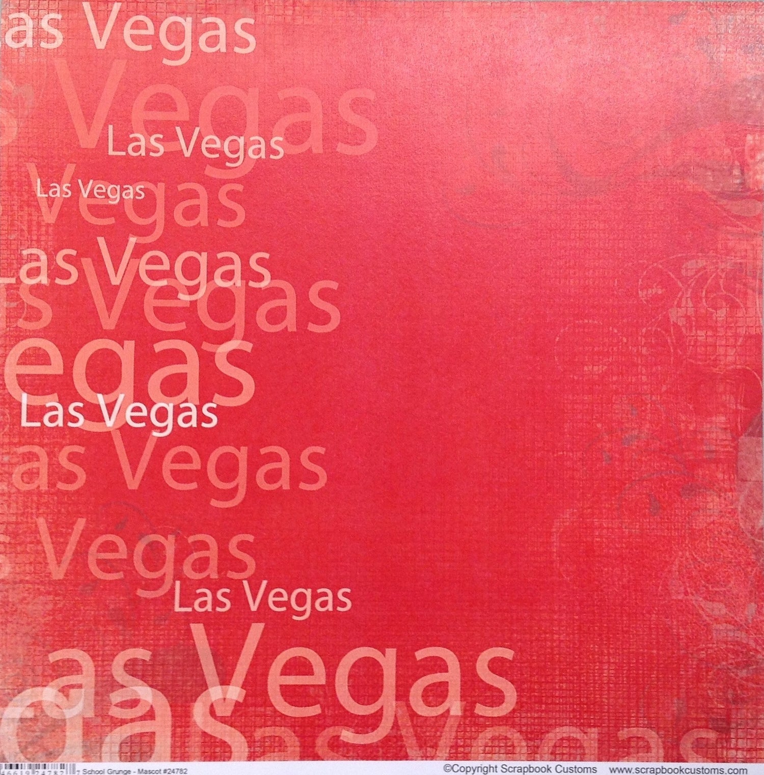 LAS VEGAS School Grunge Red 12"X12" Custom Travel Cardstock Sheet LV - Scrapbook Kyandyland