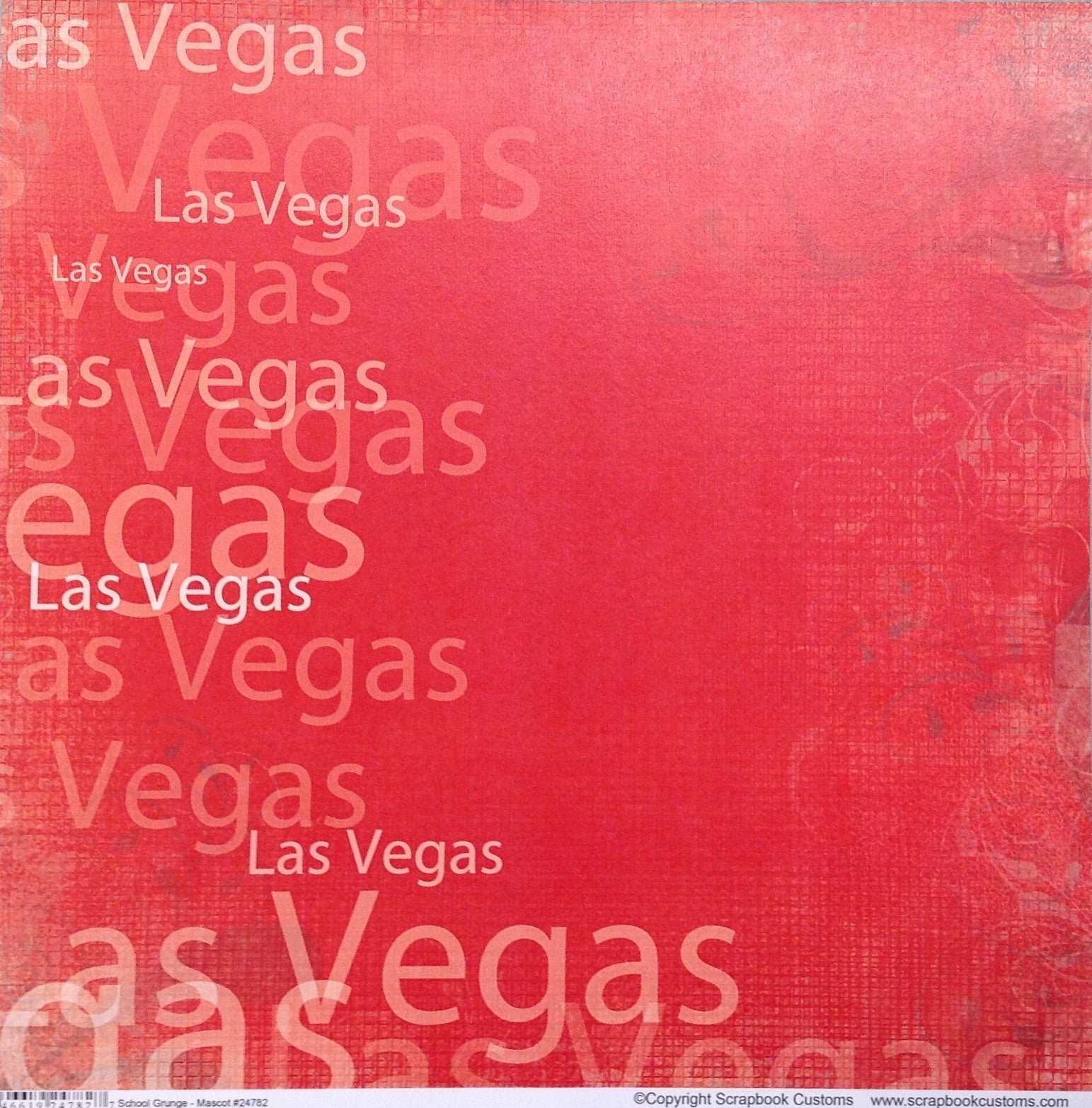 LAS VEGAS School Grunge Red 12"X12" Custom Travel Cardstock Sheet LV - Scrapbook Kyandyland