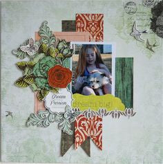 Kaisercraft Honey Chai TARRAGON 12"X12" Scrapbook Paper