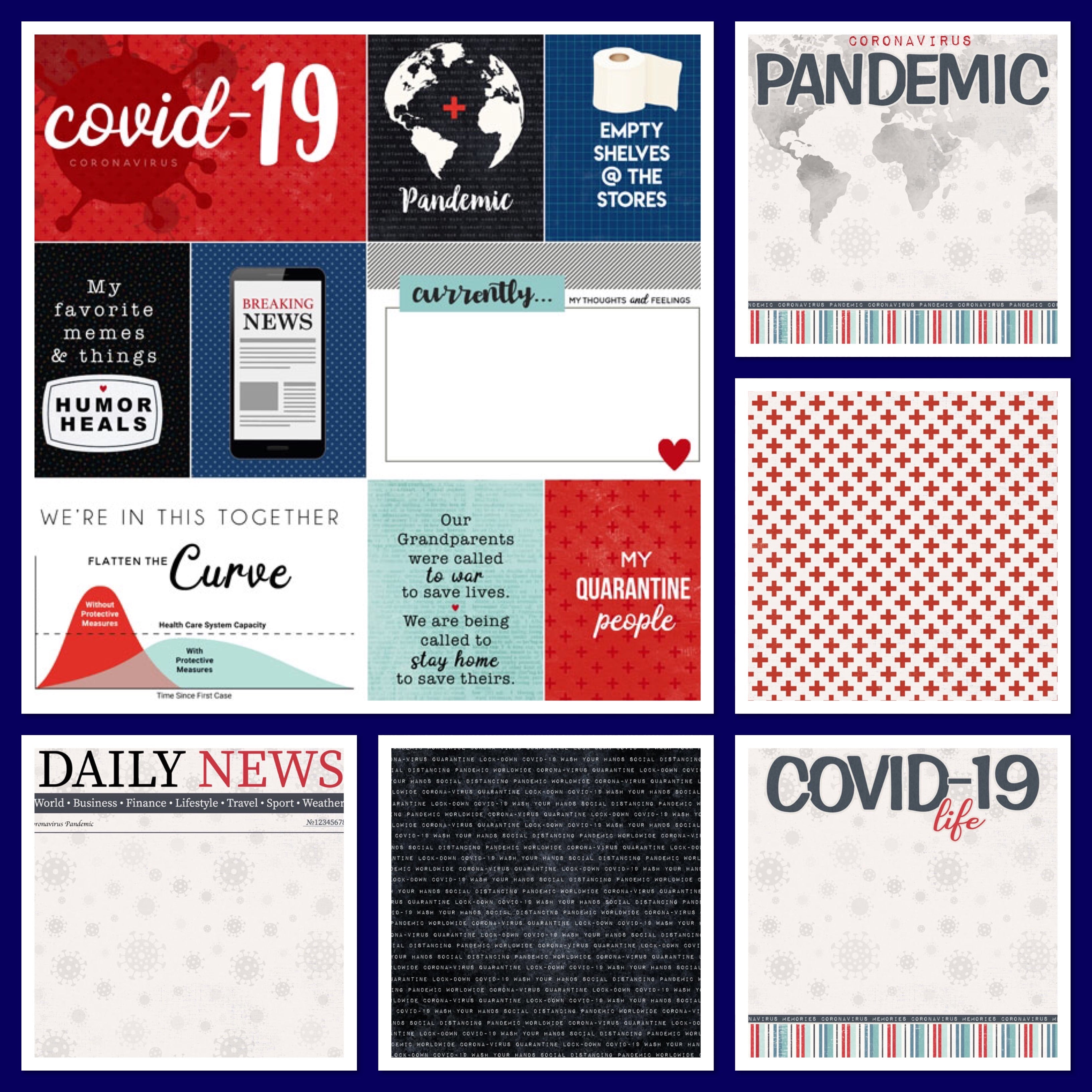 Covid-19 LIFE TITLE Double Sided 12X12 Paper Scrapbook Customs