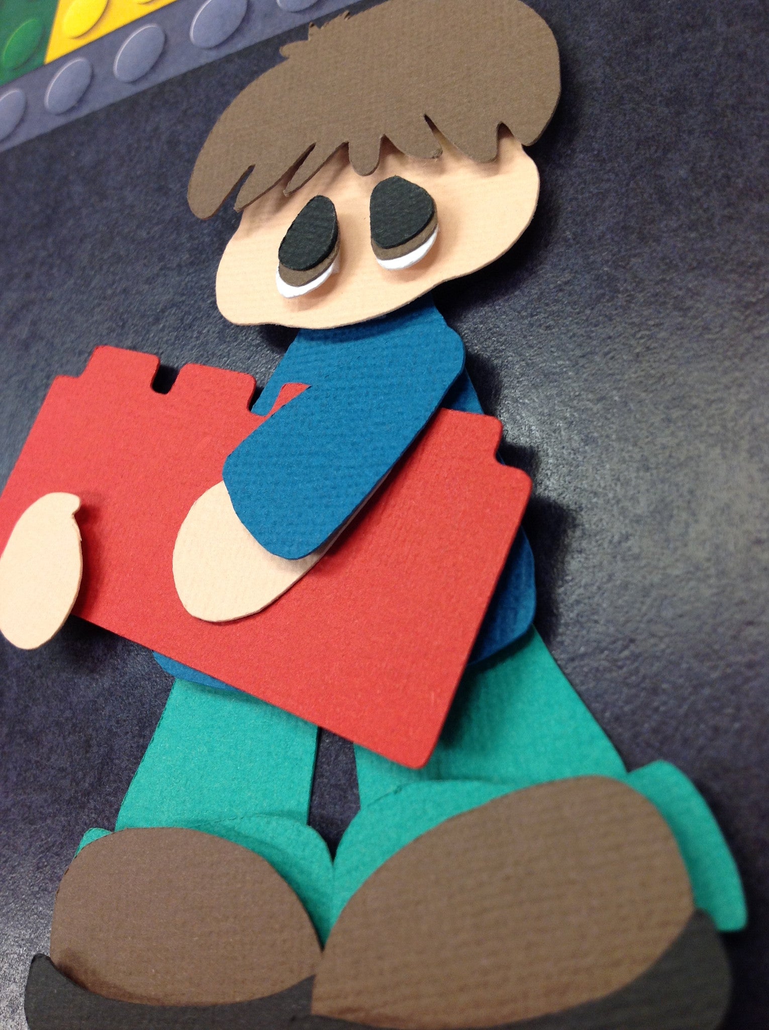 Premade BOYS & THEIR LEGOS 12"X12" Scrapbook Blocks Die Cut
