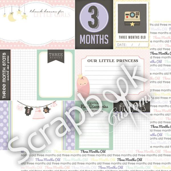 BABY GIRL MONTHS 12"X12" Scrapbook Customs Paper - Scrapbook Kyandyland