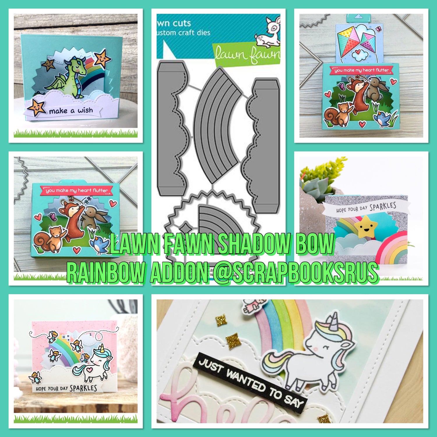 Lawn Fawn Cuts Shadow Box Card RAINBOW ADD-ON Sample Scrapbooksrus