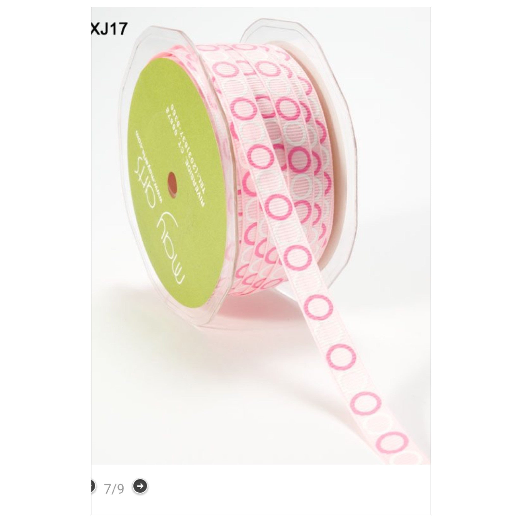 May Arts 3/8" Grosgrain Circle Ribbon 1 yard