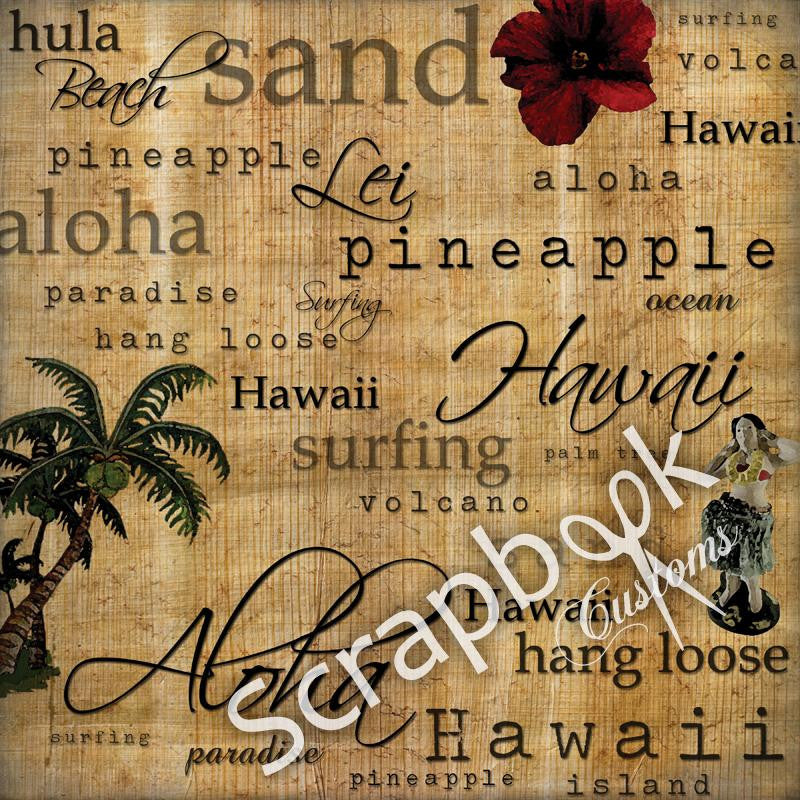 HAWAIIAN WORDS 12"X12" Scrapbook Customs Paper