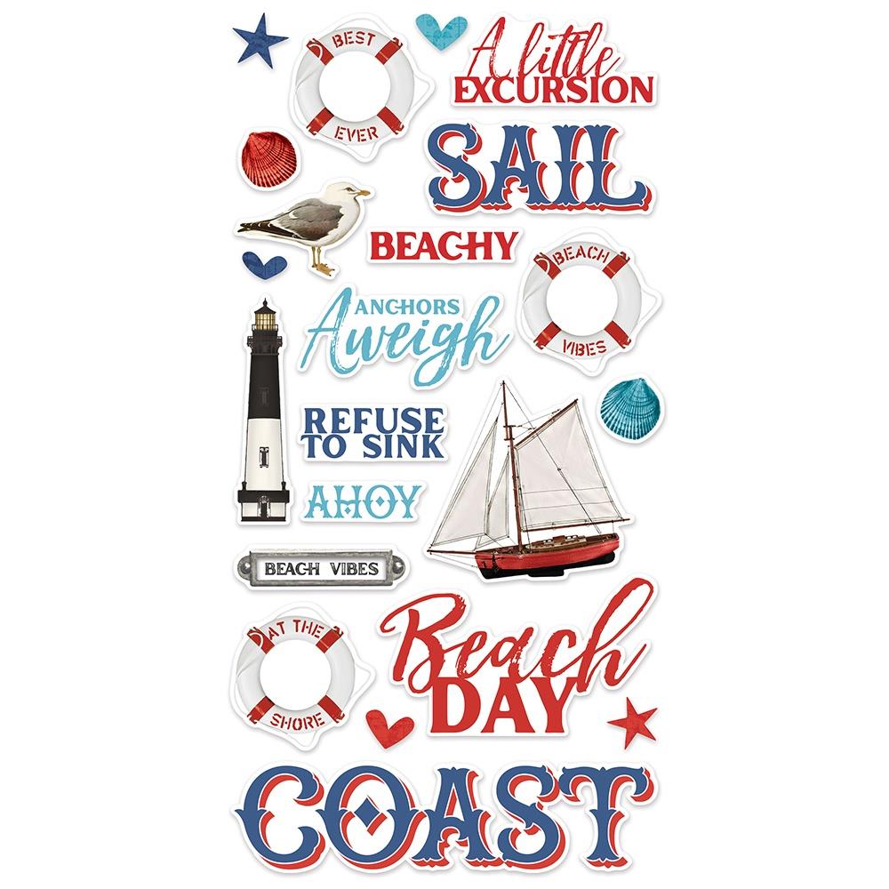 Simple Stories Simple Vintage Seas FOAM STICKERS 49pc