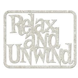 Fabscraps RELAX AND UNWIND Die-Cut Grey Chipboard Word - Scrapbook Kyandyland